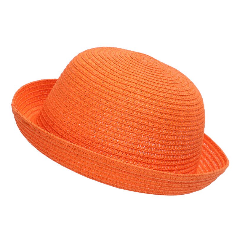 To barn stråpapir solhatt søte ører 2-5 år gutter jenter sommer vanlig strandhatt brun khaki elfenben oransje gul: Farge 2