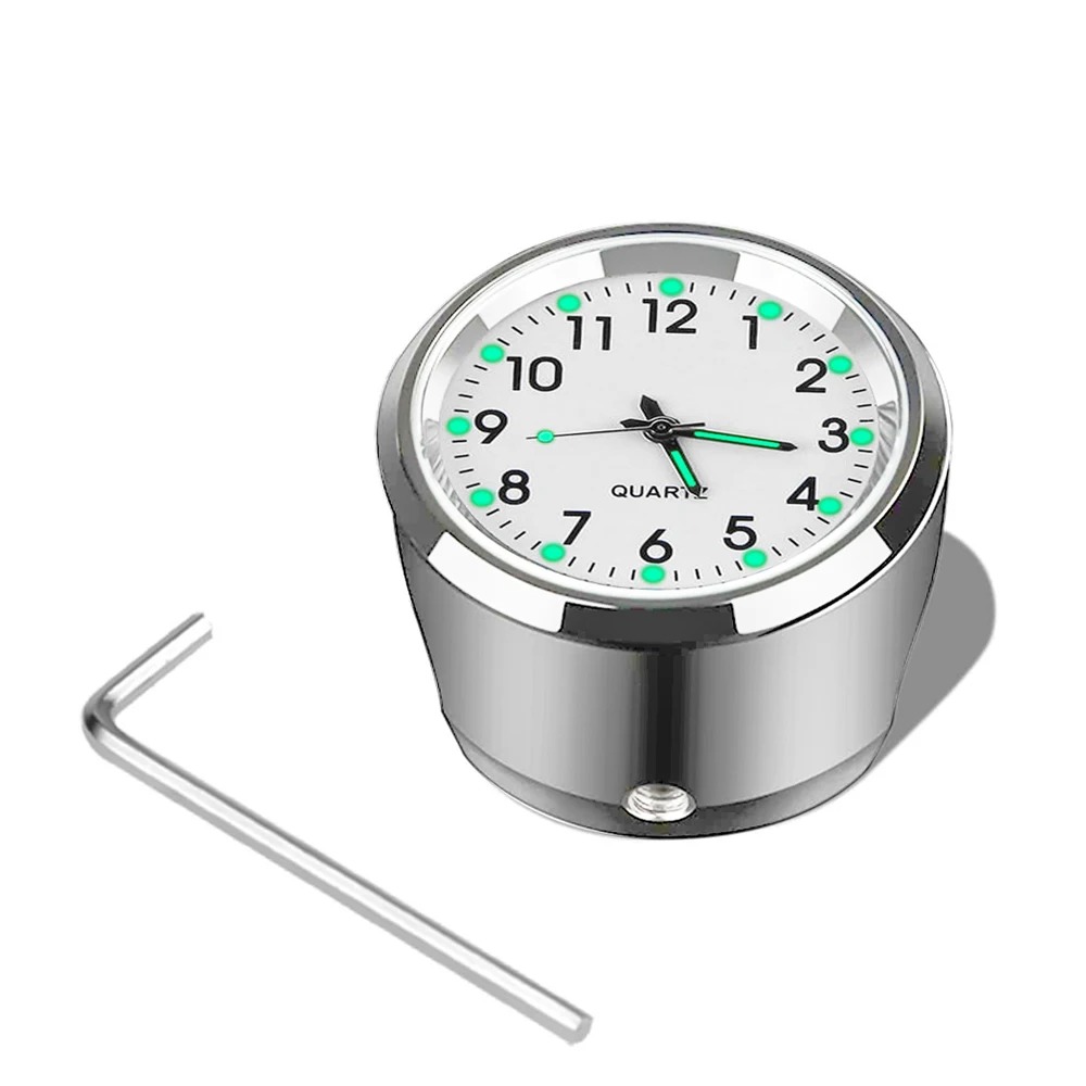 Reloj para manillar de motocicleta de 22-25mm, reloj de cuarzo de aluminio, reloj para manillar resistente al agua, accesorios para bicicleta y Moto: Negro