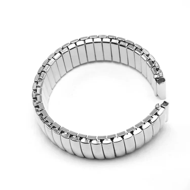12mm 14mm 16mm 18mm 20mm 22mm Edelstahl Gummiband Gold Stretch Expansion Metall Armband Männer Frauen ersetzen Armband: Silber / 12mm