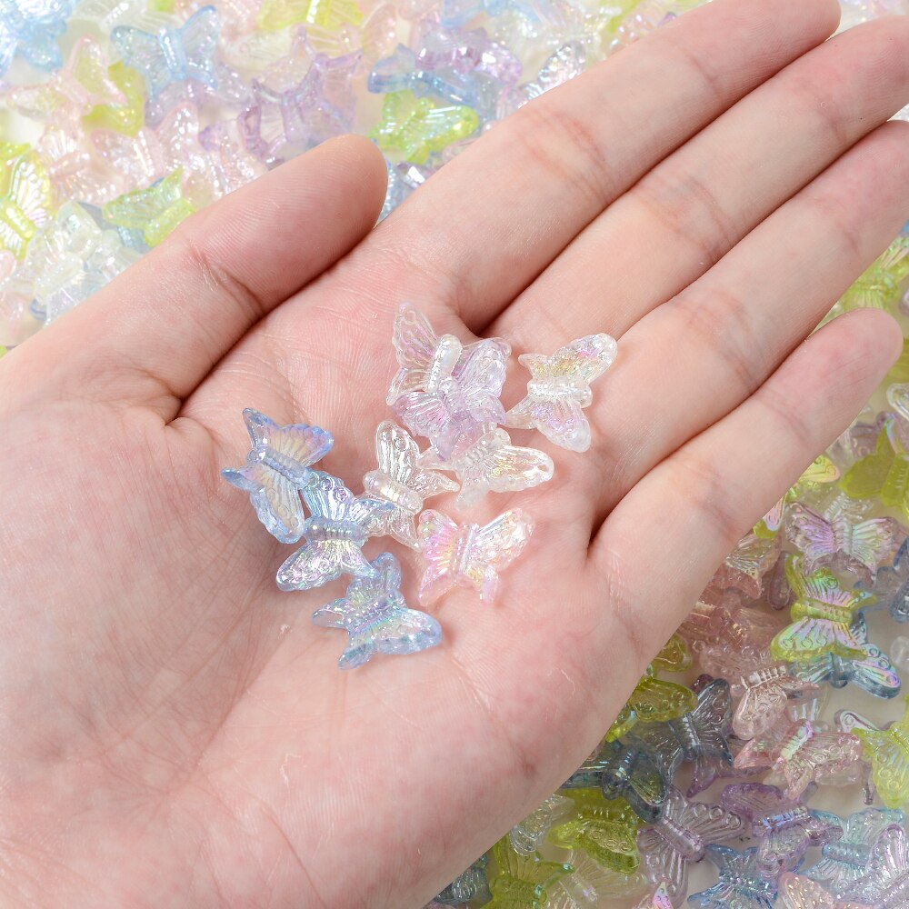 IYOE – mélange de perles papillon AB en cristal acrylique, perles d'espacement amples pour la fabrication de bijoux, épingle à cheveux, accessoires de bricolage faits à la main