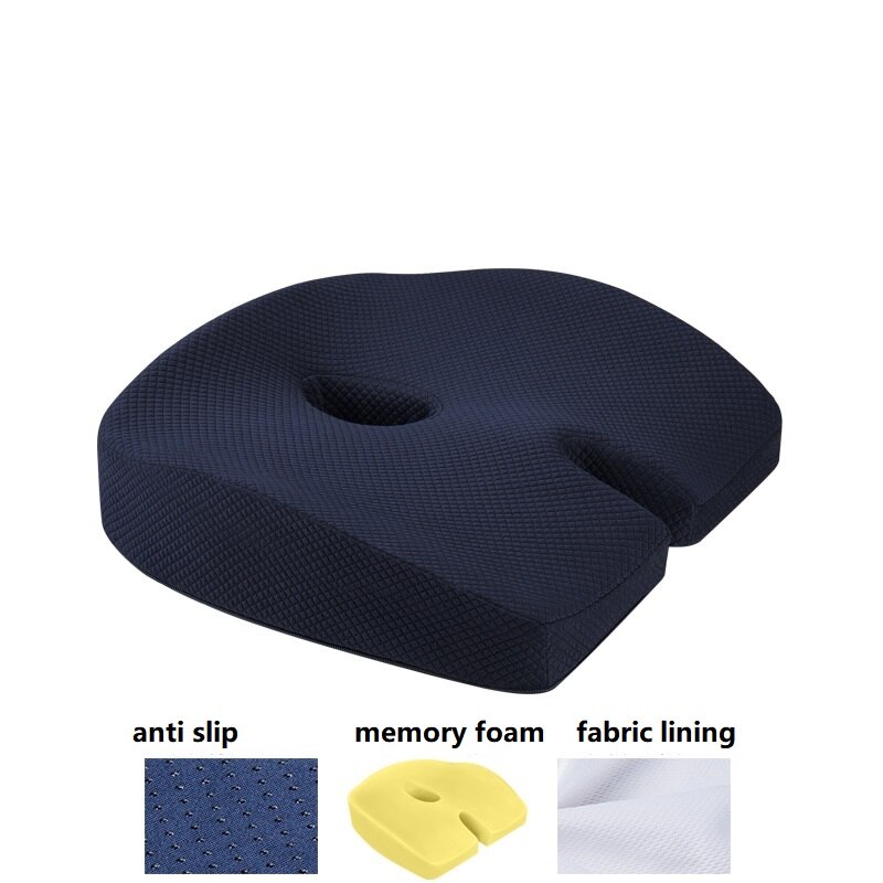 Cojín de ciática para asiento de coche, almohadilla ortopédica antideslizante para sentarse, alivio del dolor de hueso trasero, espuma hueca, cojín para elevar: pink foam