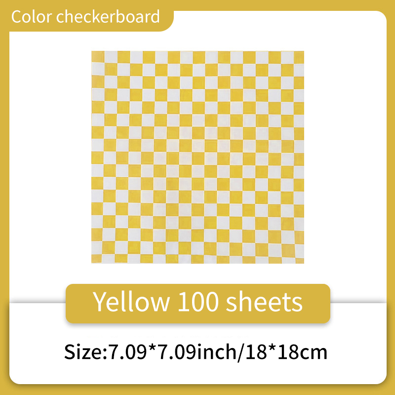 100 morceaux de papier absorbant pour sandwichs, hamburgers, frites, emballages alimentaires, tapis en assiettes, papier ciré et papier de cuisson, papier à l'huile: jaune clair