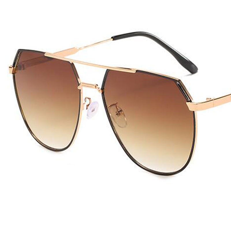 Polygon zonnebril dames heren vintage metalen gradiënt zonnebril luxe  uv400 tinten grote frame brillen