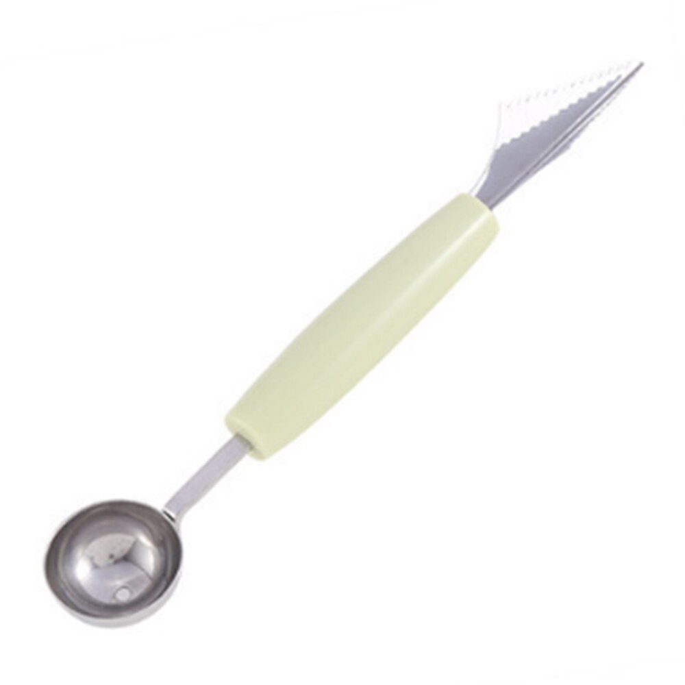 2 In 1 Ice Cream Ball Spoon DIY Assortment Fruit Digging Spoon Tool Watermelon Fruit Carving Gouge Knife: Green