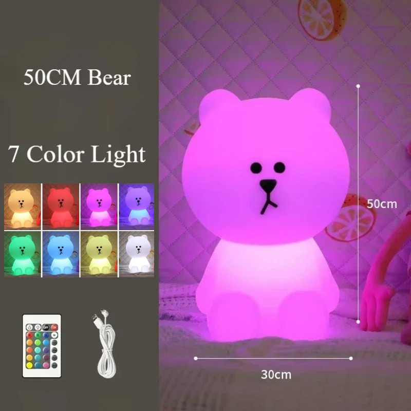 Lampe de bureau LED mignonne, éclairage ours lapin, lumière d'ambiance, dessin animé mignon, pour enfants, lampe de chevet de chambre à coucher, lampadaire de salon: Bleu
