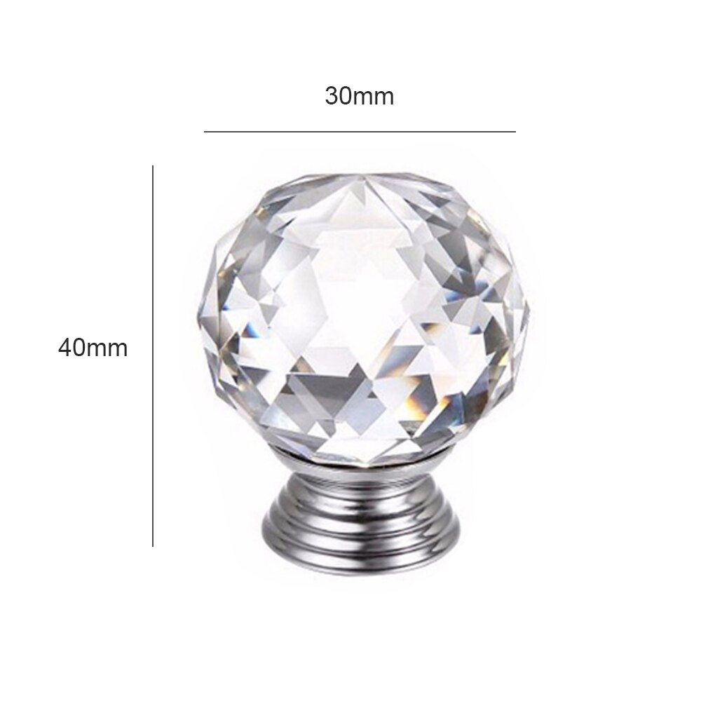Klart kristallglas runda dörrar handtag dekorativa glasknoppar för skåp låda möbelskåp 30mm 1/4/10 st