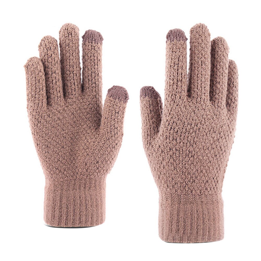 Menn vinterfarge full finger berøringsskjerm fleece foret varm strikketømmer kjøkkenhage kutt resistente hansker