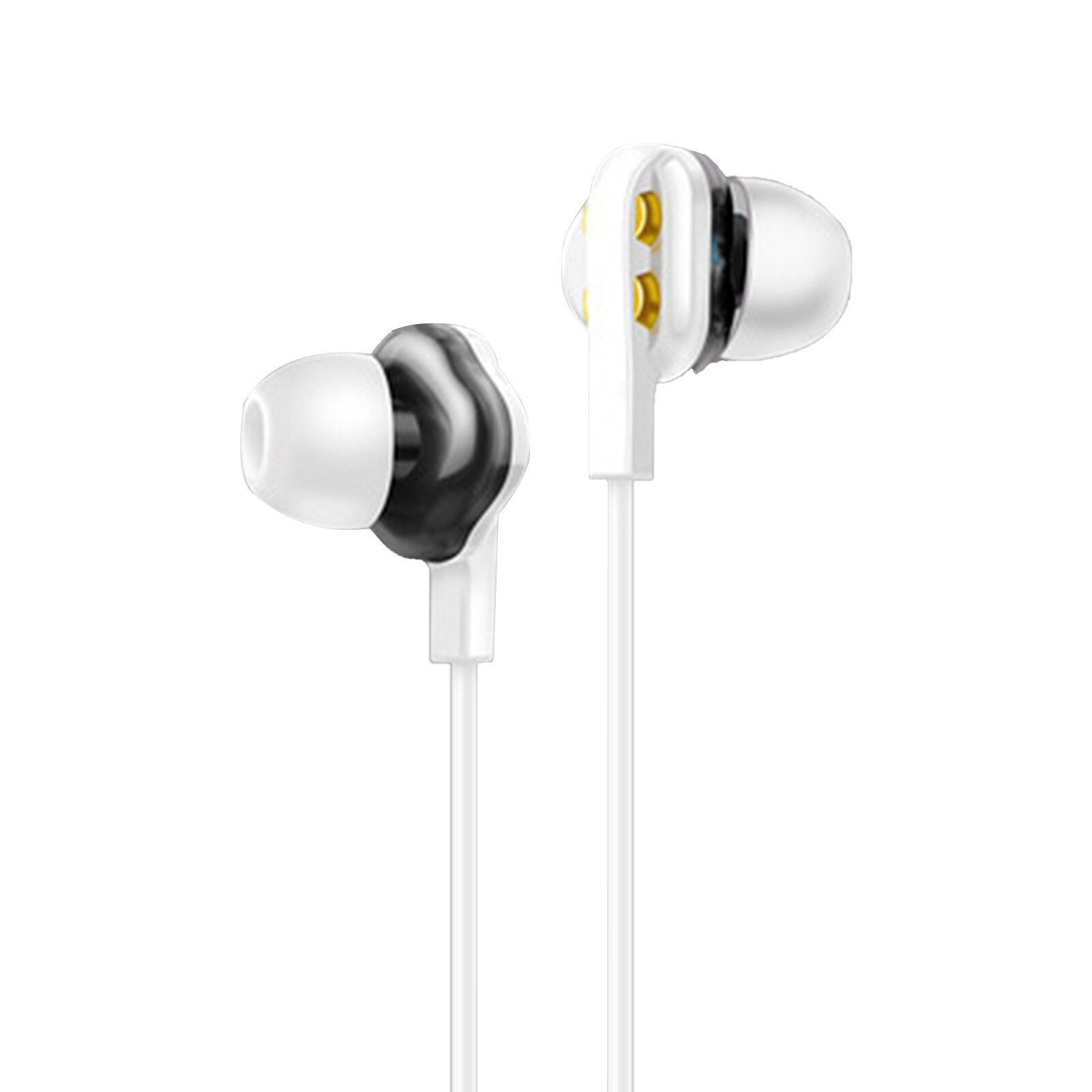 R7 3.5Mm Dual Speaker Dynamische Wired Zware Bas Sport In-Ear Oortelefoon Met Microfoon: WHITE