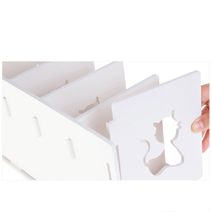 DIY Assembly Storage Rack White Wood Plastic Board Book Organizer Bookshelf Waterproof 5 Layer Storage Holder for Desk, Office