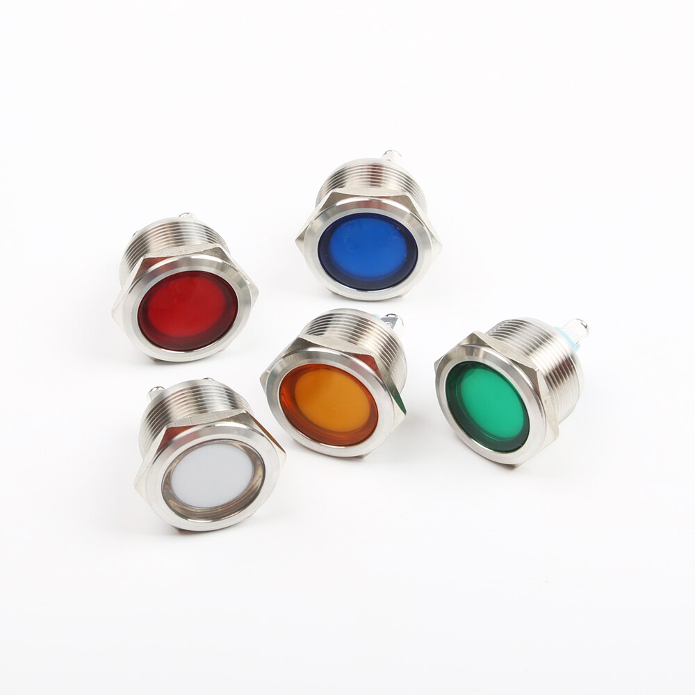 LED Metal Indicator light 22mm flat round Signal lamp 3V 5V 6V 12V 24V 36V 48V 110V 220v screw illumination red big lens