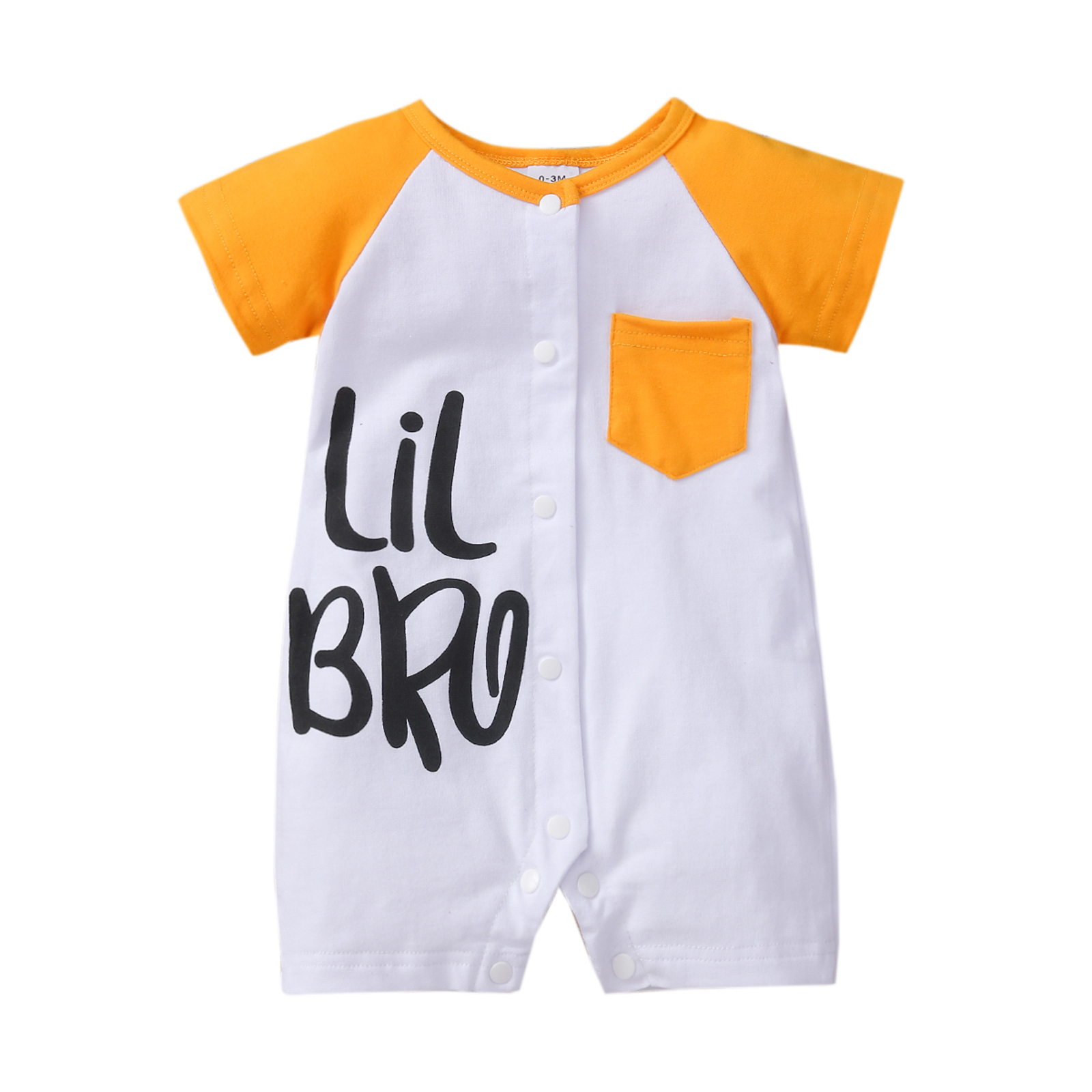 Bebé pantalón corto Casual mono manga única carta de impresión-breasted mameluco corto del: Amarillo / 3M