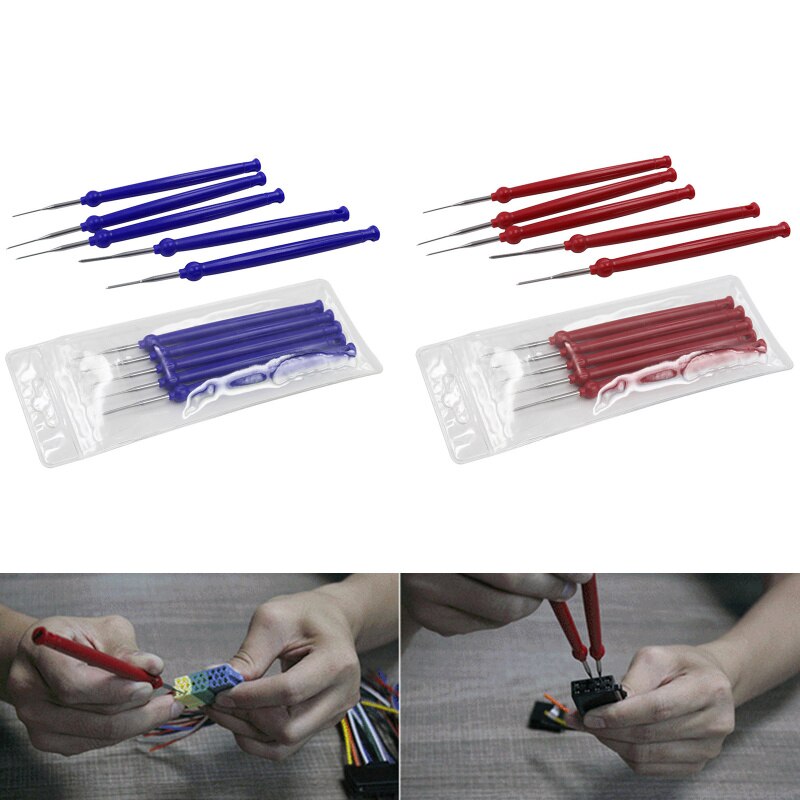 5 Stks/set Auto Plug Terminal Removal Tool Pin Naald Oprolmechanisme Pick Puller Reparatie Elektrische Verwijder Draad Puller Handgereedschap Kit