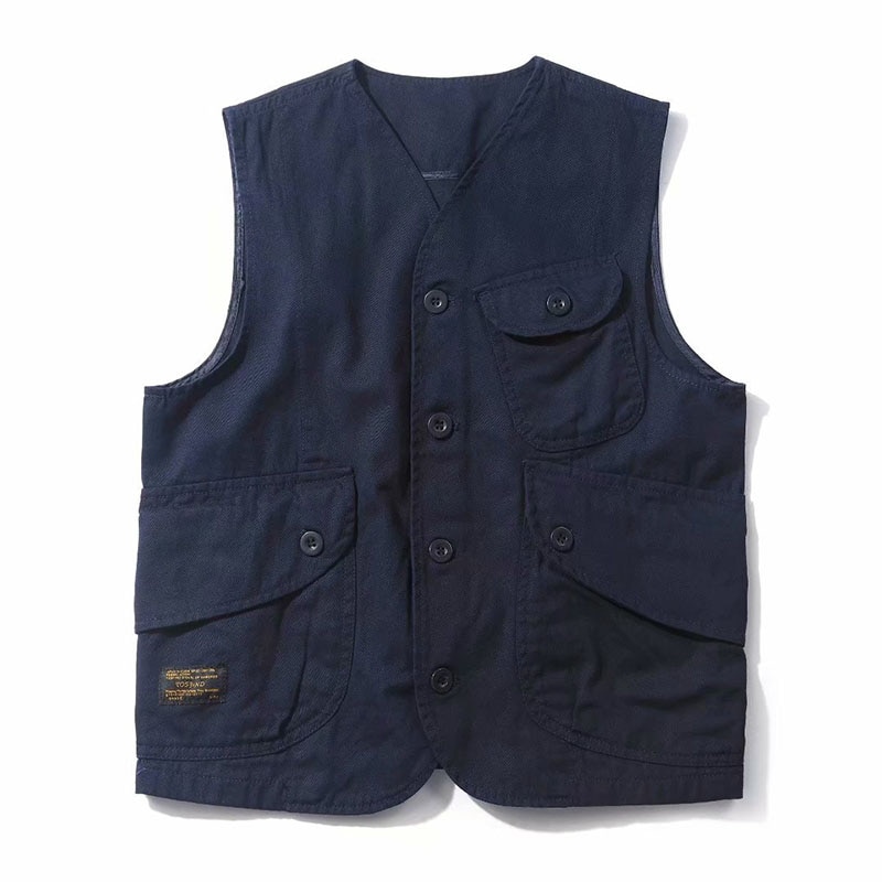 Herren Westen Männlichen Taschen Westen Einreiher Herbst Frühling Weste Schulter Jacke Koreanische entladen fest Farbe Mäntel