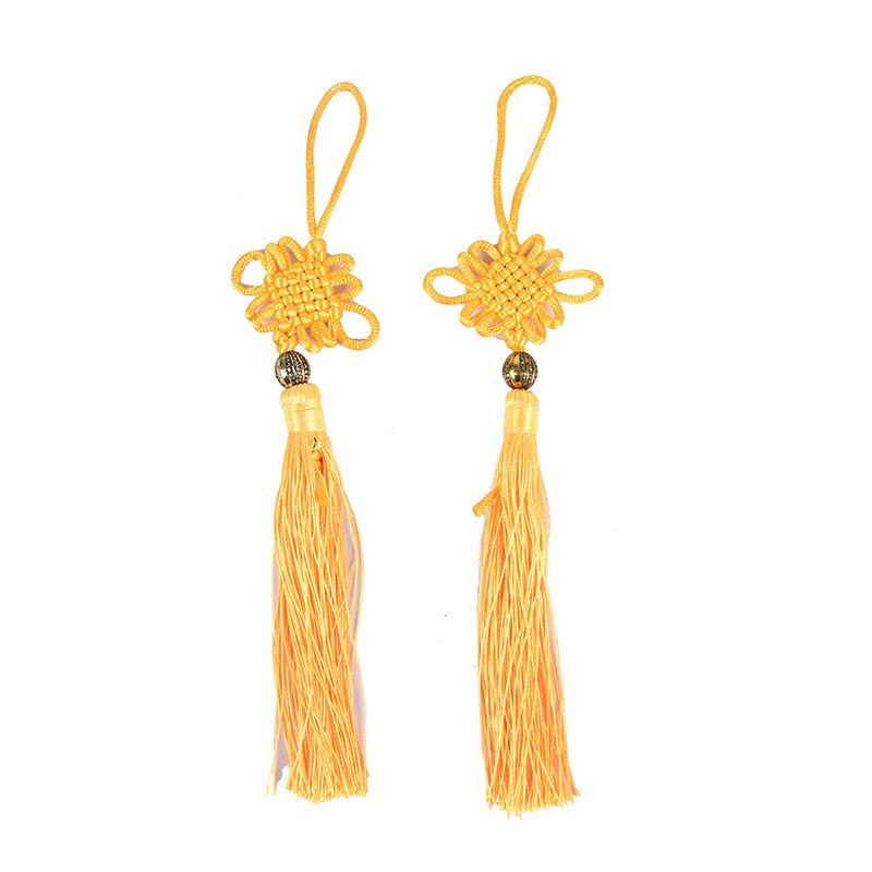 2PC Gold Beads Chinese Knot Tassel Home Textile Curtain Garment Sewing Macrame Decoration Pendant DIY Jewelry Accessories: Yellow
