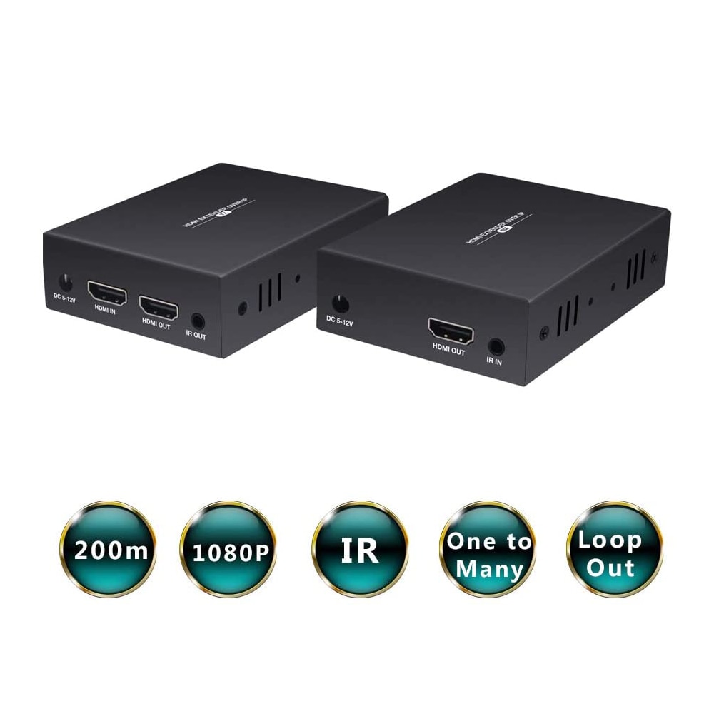 ZY-DT209 RJ45 HDMI Extender IP Over UTP/STP CAT5 CAT5e CAT6 Extensor HDMI With IR LAN Network 200m HDMI Extender Ethernet