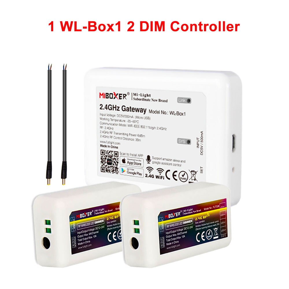 MiBoxer Milight Dimmer 4-Zone RF CCT Remote With Handle 2.4GHZ Gateway WL-Box1 Wifi Controller For 2835 5050 LED Strip Light: 1WL-Box1 2Controller