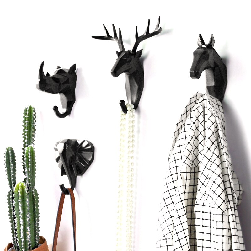 Statue de tête d'animal en résine artificielle, crochet rétro, décoration murale, Sculpture pour maison, Bar, bureau