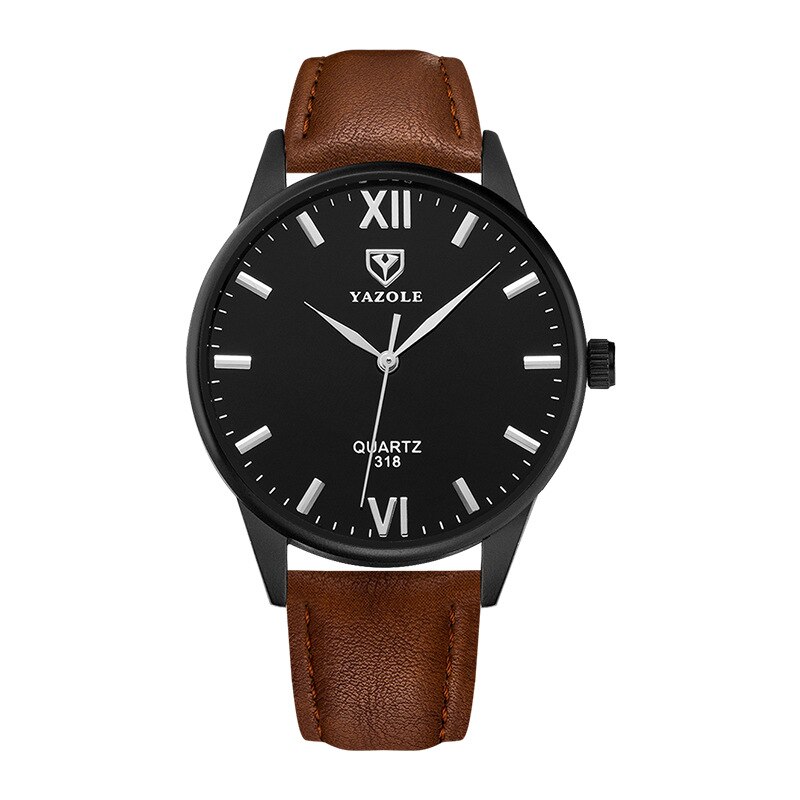 YAZOLE-montre à Quartz pour homme d'affaires, classique chronographe, bracelet en cuir pour homme: black brown