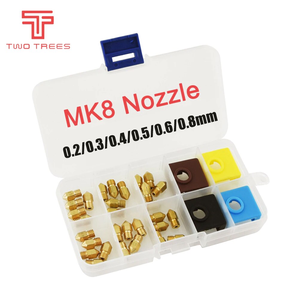3D Printer Parts MK8 Extruder Nozzle Extruder Print Head 0.2/0.3/0.4/0.5/0.6/0.8mm mk9 Silicone sock for CR-10 Ender 3 pro