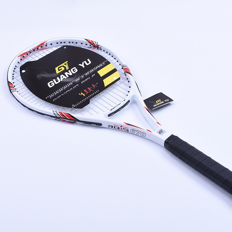 Carbon Fiber Tennis Racket Beginnende Beginner Training Tennis Shot Stabiele Demping Enkel Racket Met Snaren Q1316CME: white