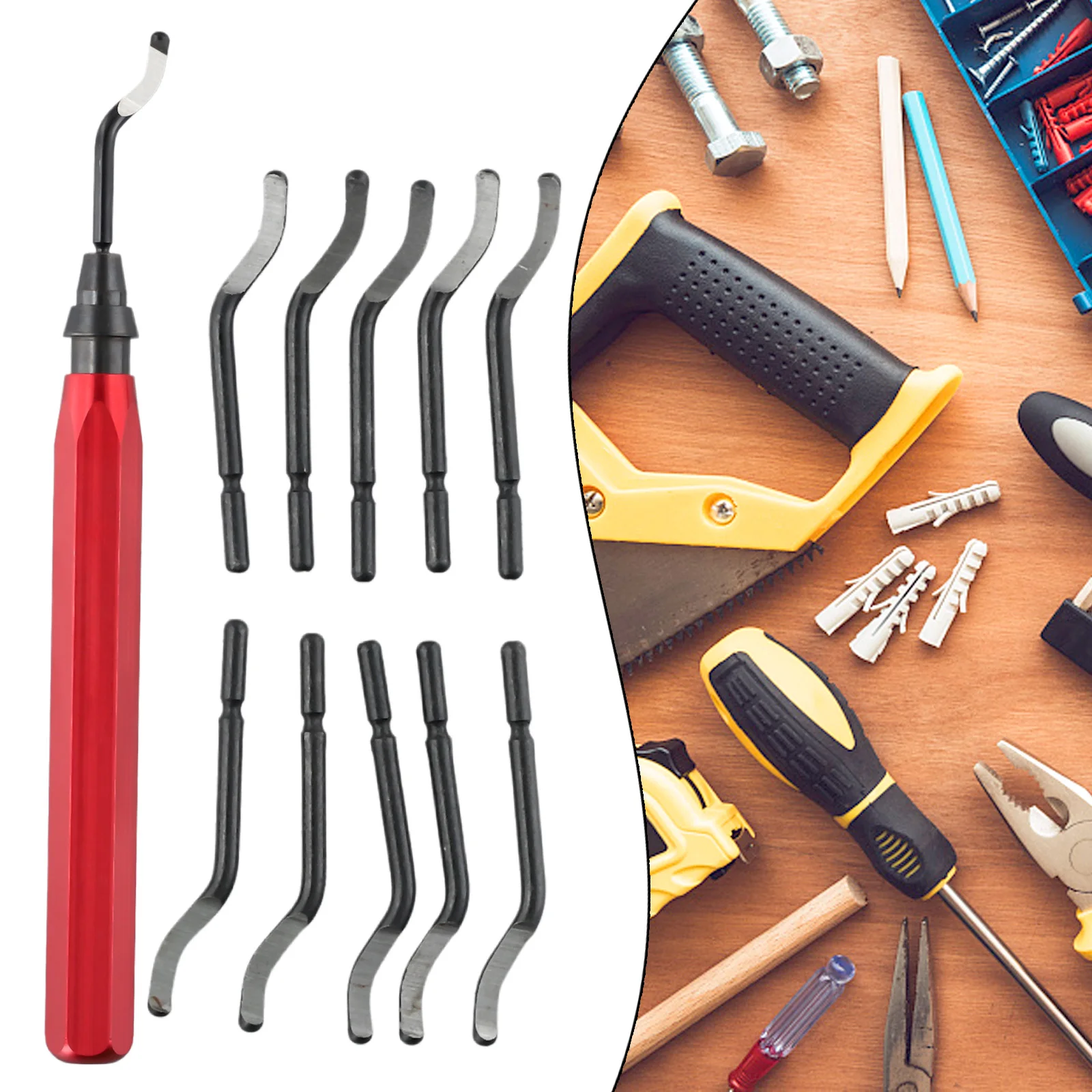 Deburring Tool Repair Deburring Tool Hand Tools Metal Blade Accessories Red Blue Waterproof