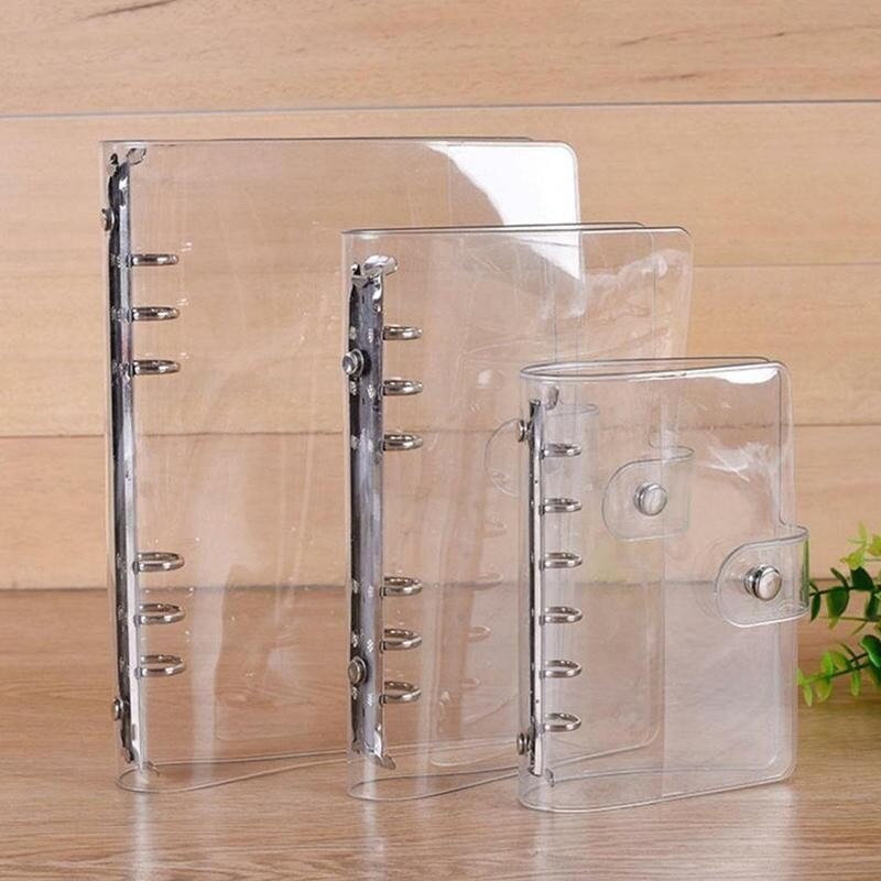 A4/A5/A6/A7 Transparent Notebook Cover Loose-leaf Ring Binder PVC Waterproof Clear Cover Travel Notebook Stationery Cover 1pc