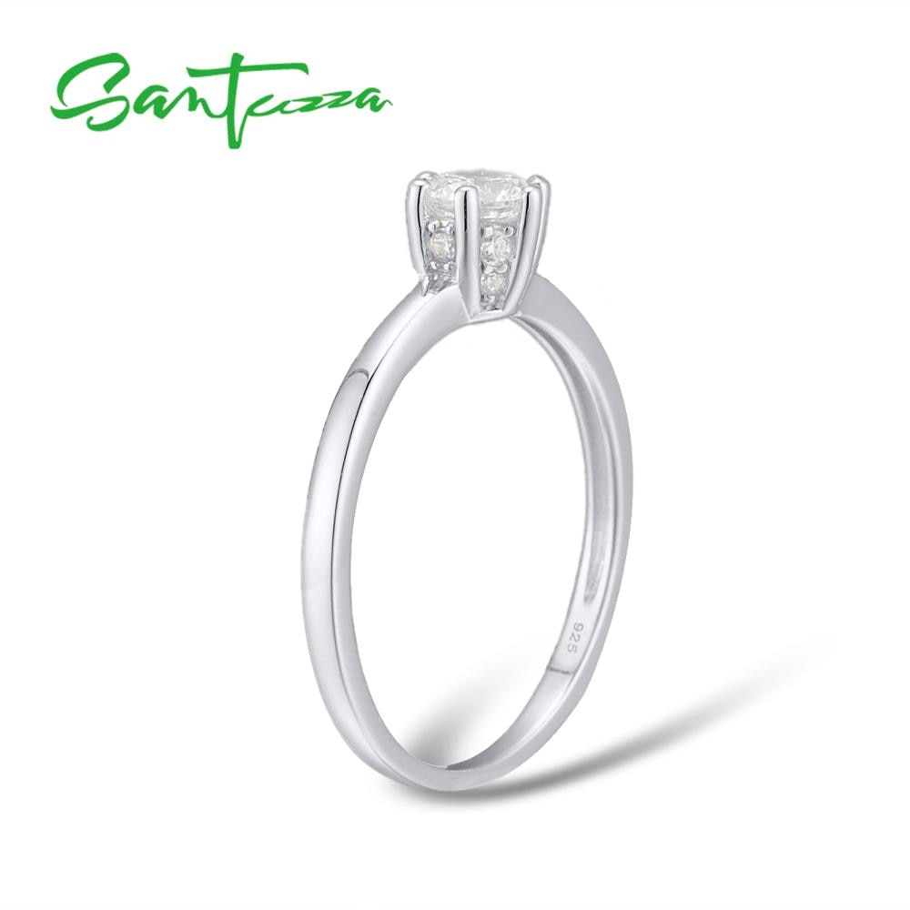 Santuzza 925 Sterling Silver Rings For Woman Sparkling White CZ Stones Silver Engagement Romantic Chic Female Rings Fine Jewelry