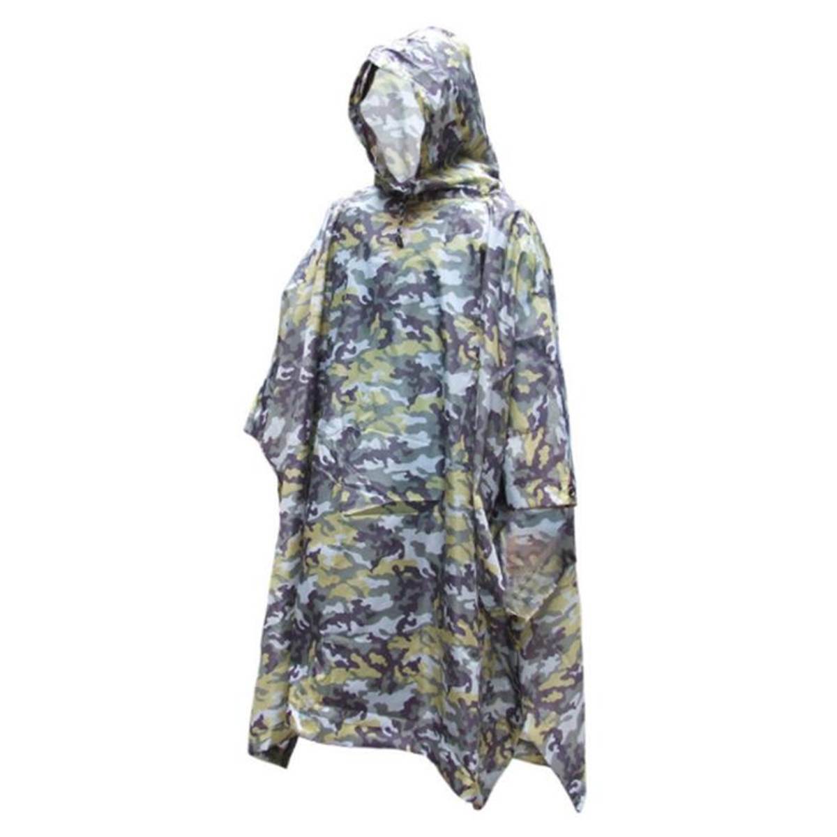 3 in 1 Portable Outdoor Camping Tent Mat Snow Camouflage Raincoat Hood Hiking Cycling Rain Cover Snowproof Waterproof Poncho