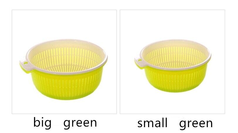 Plastikvaskkurv vask grønnsakskurv vaskekum vask ris sil vask grønnsakskum: Grønn / Stor