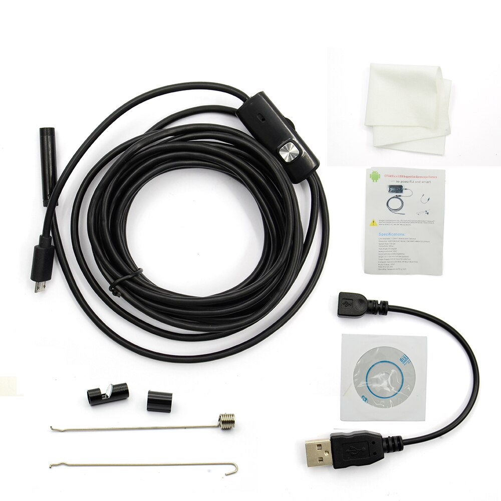 7mm 1M/1.5M/2M/3.5M/5M USB Cable Waterproof 6LED Android Endoscope 1/9 CMOS Mini USB Endoscope Inspection Camera Borescope