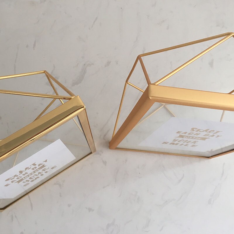 Fotolijst 액자 Cadre Foto Golden Diamond Vierkante Glazen Frame Tafel Voor Slaapkamer Home Decoratie Cadre Deco Art