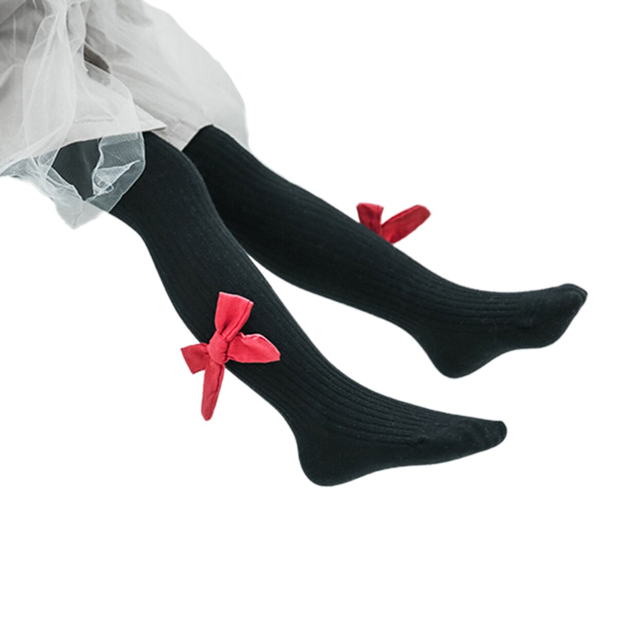 Dubbele Naald Trekkoord Boog Versierd Meisjes Effen Kleur Warme Comfortabele Leggings Baby Stretch Een Stuk Panty