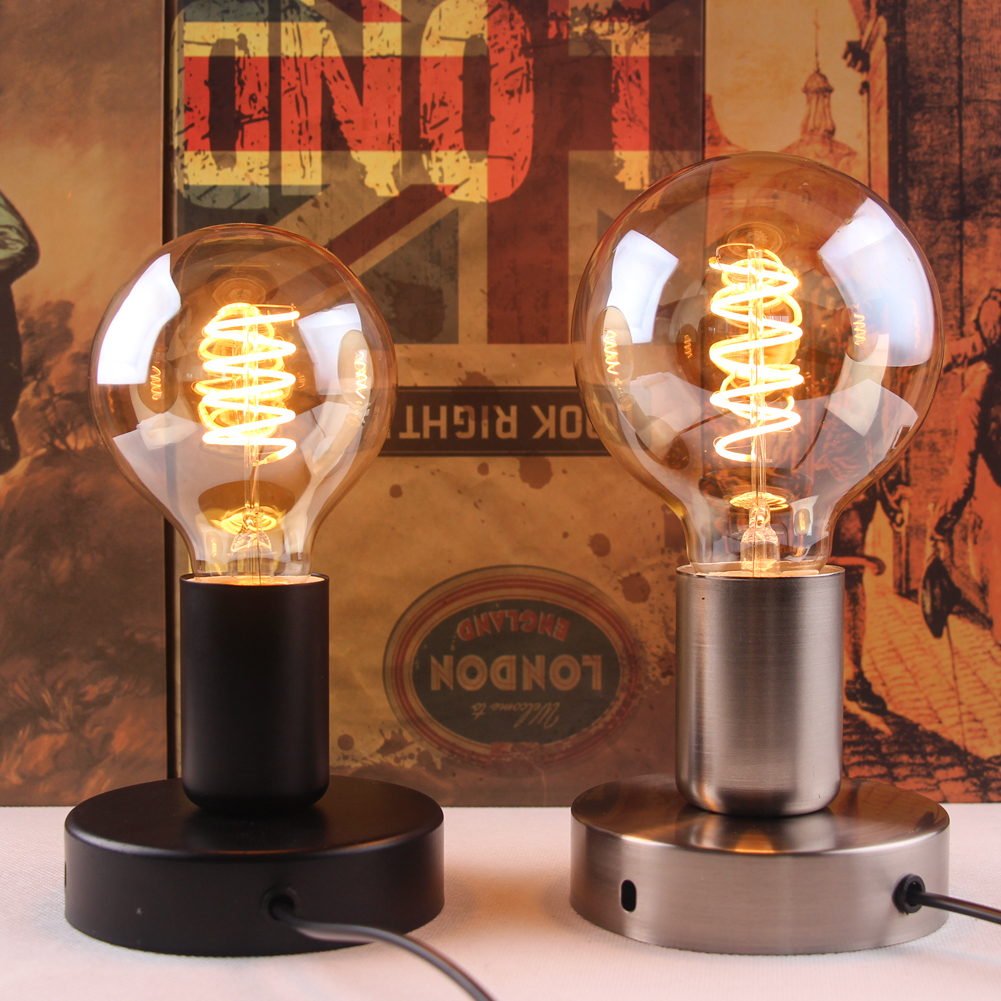 Industriële Vintage Bureaulamp Base 1.8M E27 E26 Socket Lamphouder Edison Tafel Lampen Nordic Metalen Tafel Base Plafond lamp