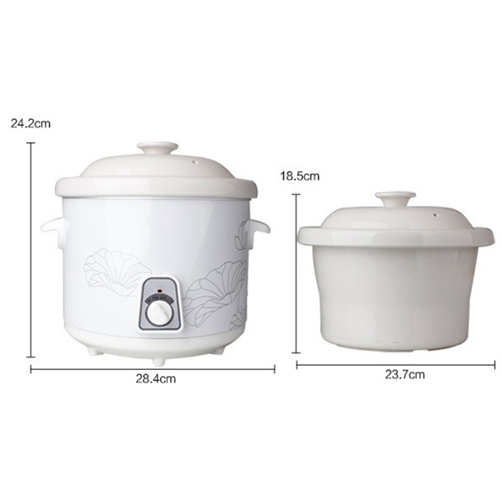DMWD 220V 3L Electric Slow Cooker Ceramics Health Porridge Soup Pot Food Stewing Machine Kitchen Appliances For 3-4 People