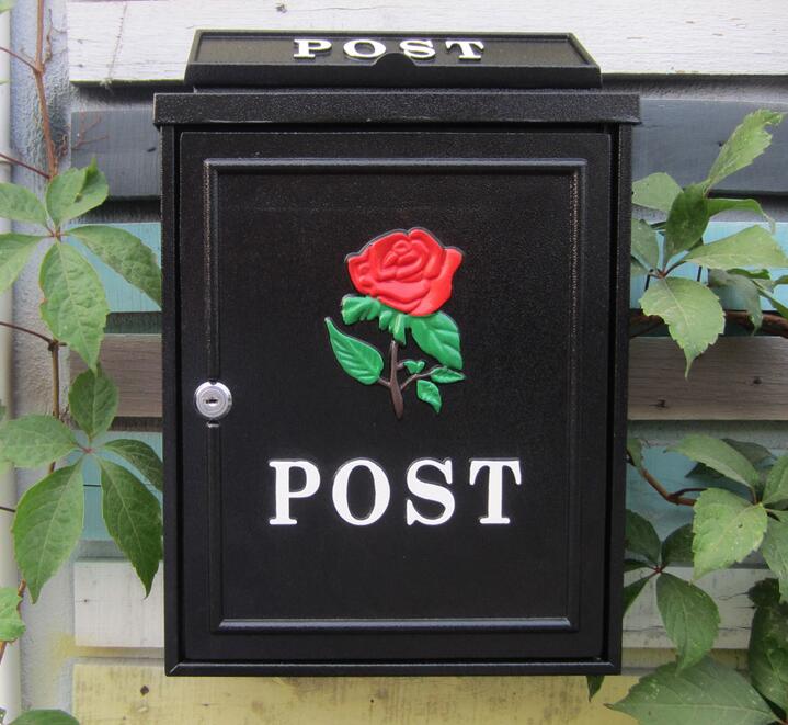 Retro amerikansk pastoral vægmonteret postkasse stor brevkasse udendørs aflåselig sikker postpost støbt aluminium postkasse postkasse: 02
