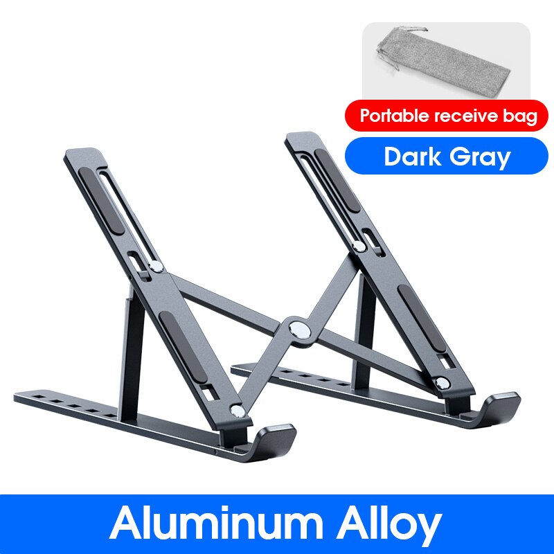 MC N3 Portable Laptop Stand Aluminium Foldable Stand Compatible with 10 to 15.6 Inches Laptops For Macbook Lenovo DELL: Drak Gray