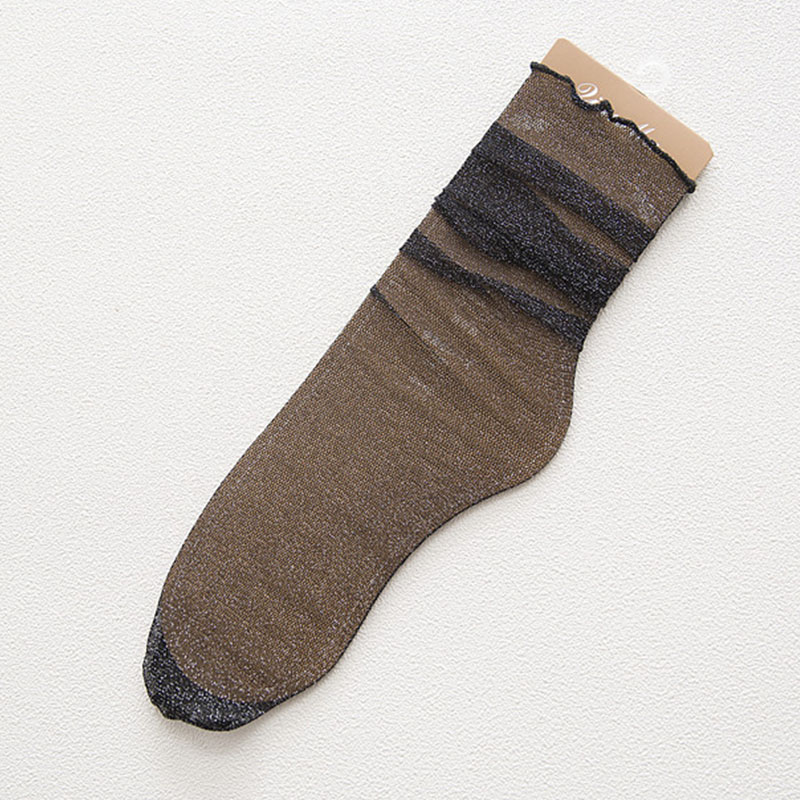 Calcetines de mujer ligeros y transpirables de tul rizado calcetín de malla Retro Sexy elástico transparente ultrafino calcetín fresco para niñas
