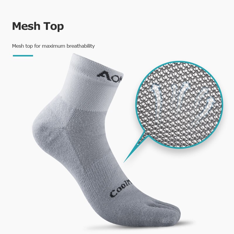 AONIJIE Een Paar Lichtgewicht Sokken Low Cut Athletic Teen Sokken Kwart Sokken Voor Vijf Tenen Barefoot Loopschoenen Marathon Ras