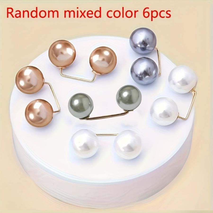 6er-einstellen modische Perlennadeln für Kleidung, Schals, sichere und verstellbare Röcke und Kleider, modische Accessoires mit Nachahmung Erbse: MULTI