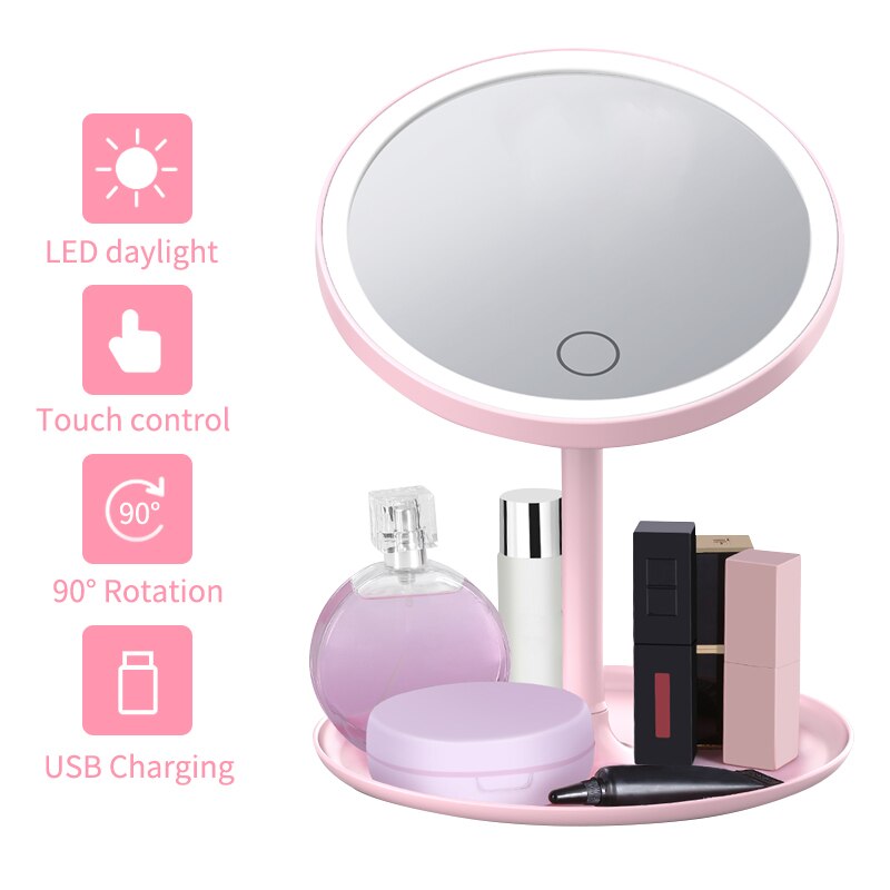 Led makeup spejl med led lys makeup spejl led spejl lys bærbare genopladelige spejle miroir зеркало cftdis