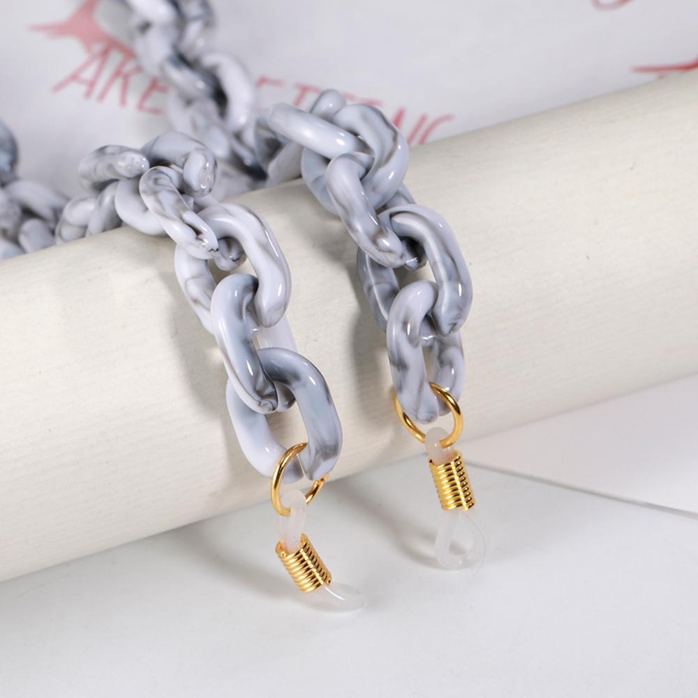 Teamer Punk Bril Ketting Voor Mannen Vrouwen Acryl Lanyard Zonnebril Kettingen Straps Cords Hals Houder Brillen Anti-Slip Ketting: Gray-gold