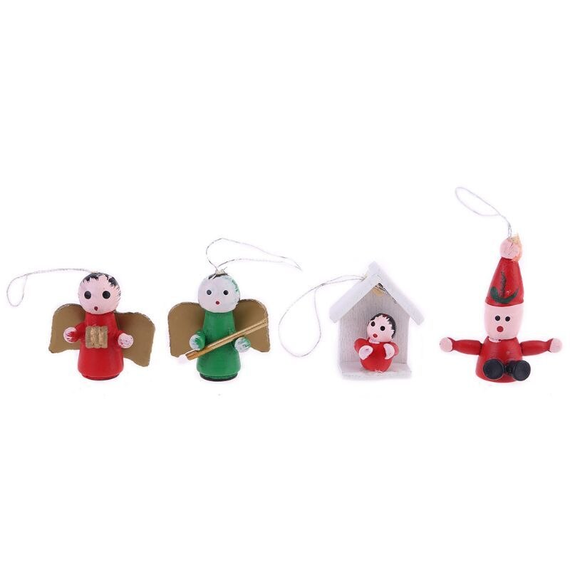 Houten Kerstboom Ornamenten-Set Van 48 Ornament Cijfers Kerstman Snowman