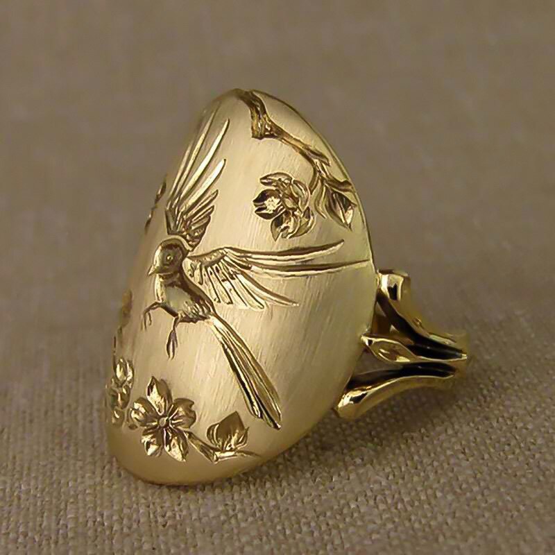 Natur schlucken Wilden Ring VöGel aufbringen Gold Farbe Ring Frühling Symbol Bild Lifeful Schmuck Für Mädchen Freund