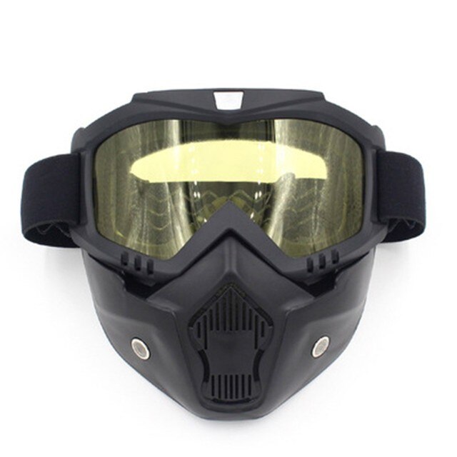 Skid snowboard mask snöskoter skidglasögon vinter vindtät glasögon med munfilter snowboard mask män kvinnor: Gul
