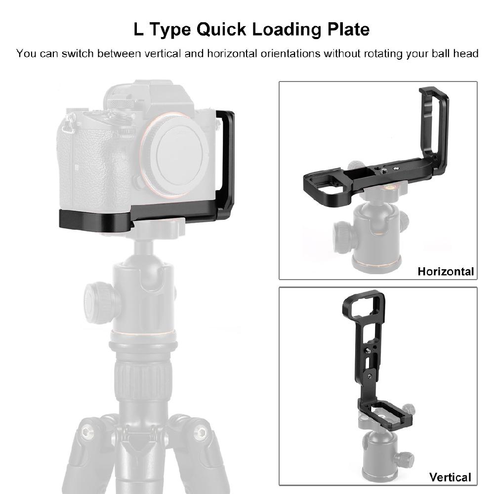 Dslr-kameror stabilisatorer fäste cnc aluminiumlegering l-formad vertikal platta för sony  a7 m 3