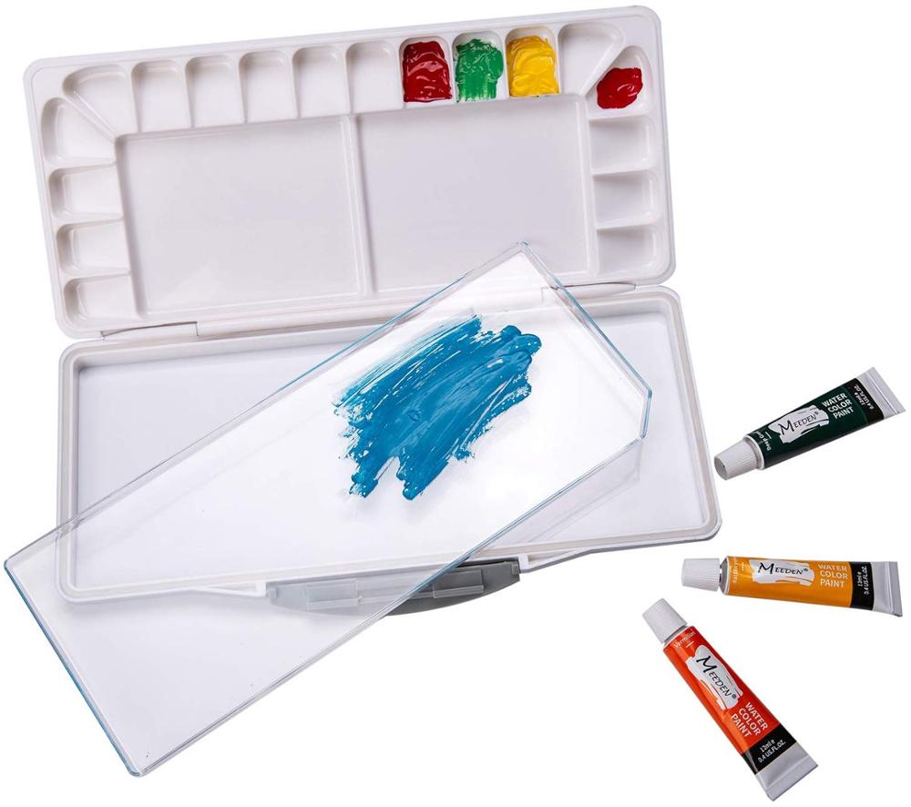 MEEDEN Palette aquarelle étanche à l'air-Palette Peel-Off boîte de Palette de peinture de voyage pliable avec 18 puits et 3 zones de mélange