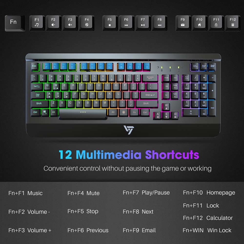 VicTsing PC149 Gaming Keyboard Mechanical Feeling ... – Grandado