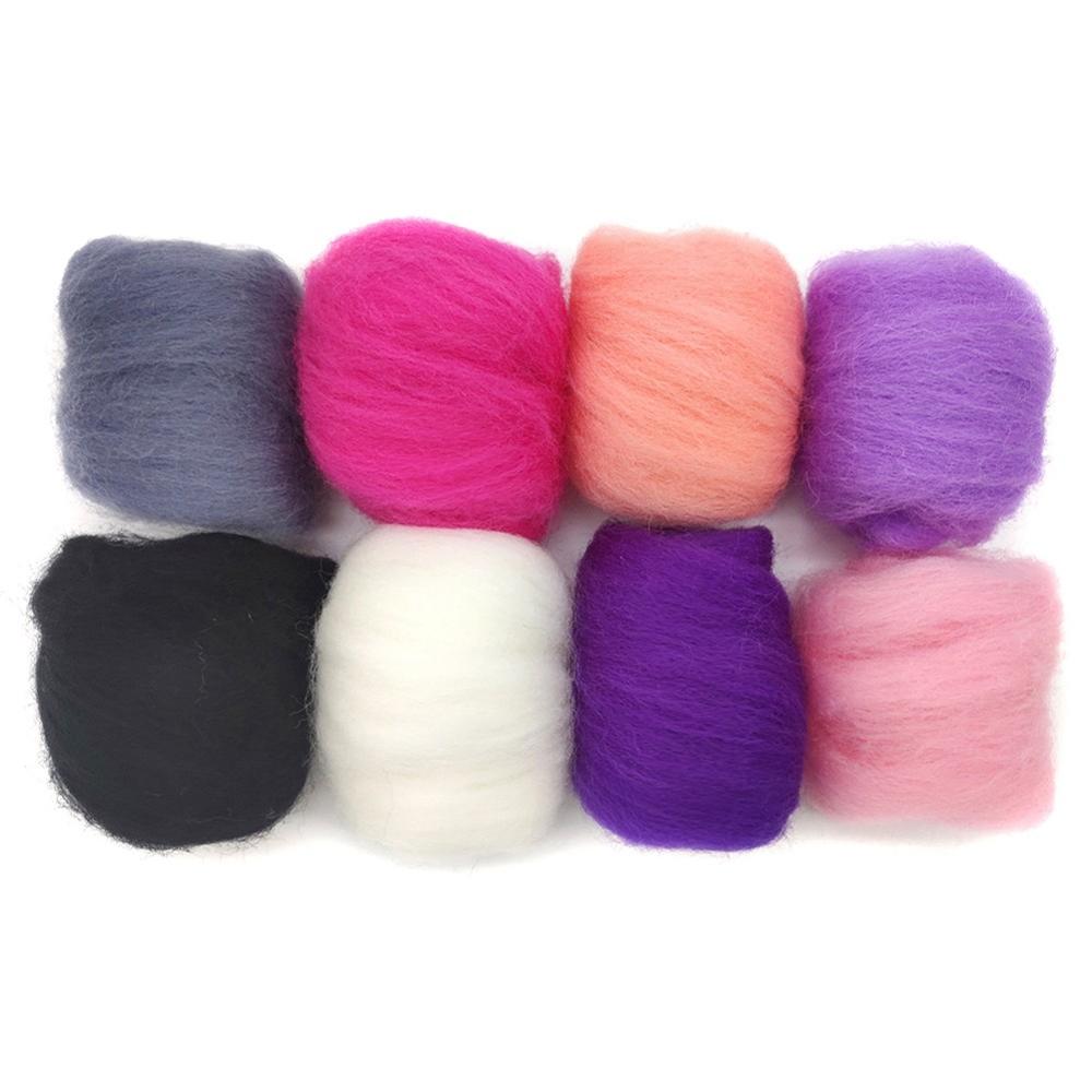 Needle Felting Kit 10g x 8 Color Total 80g Merino Eco-friendly Natural with Needle Felting Needles , Needle Felting Mat (NO.05)