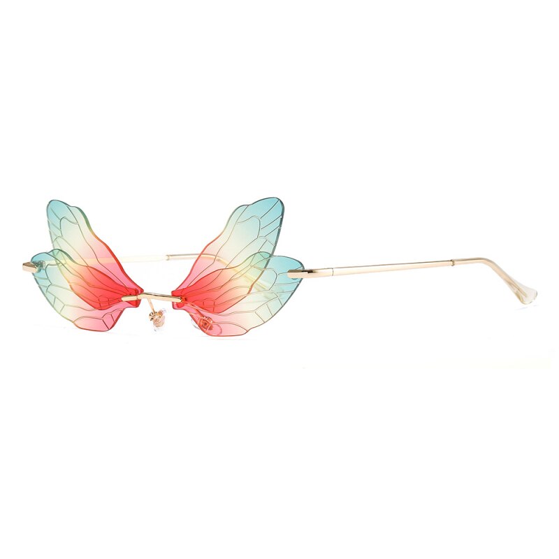 Gafas tipo mariposa sin montura para hombre y mujer, anteojos de sol femeninos con de libélula, de color rosa, con protección UV400, a la: 07