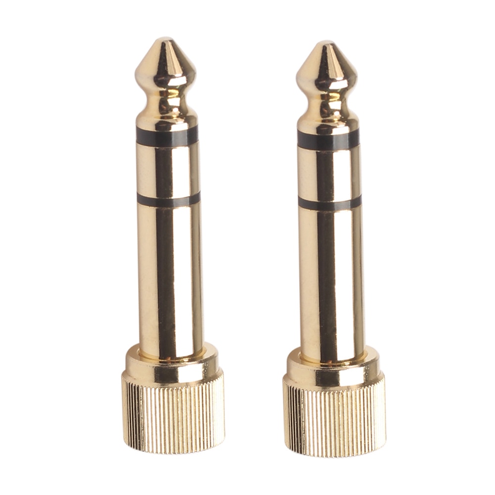 2pcs Jack 6.35mm Male to 3.5mm Female Plug Connector Headphone Amplifier Microphone Audio Screw Adapter Converter: Default Title
